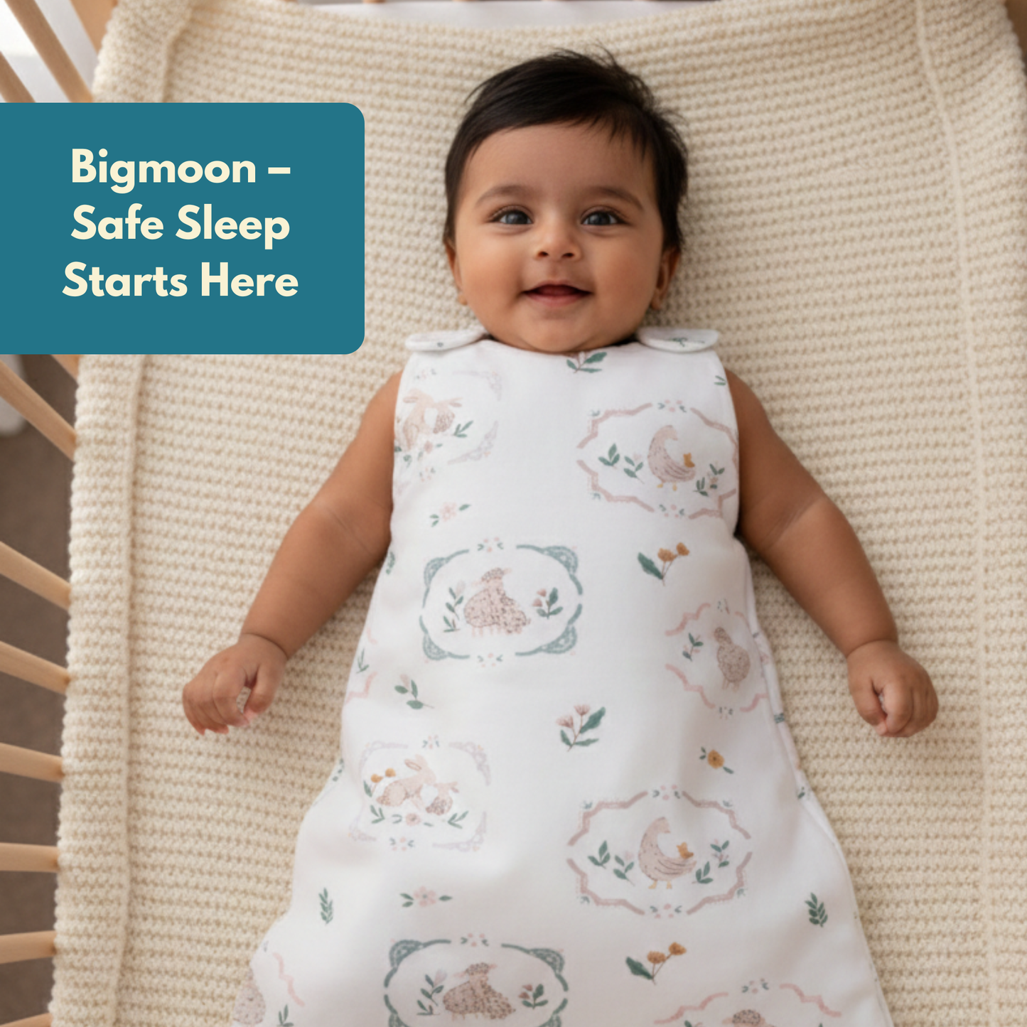 Organic Cotton Baby Sleep Sack 1.5 TOG, Pack of 1 – Rabbit Meadow