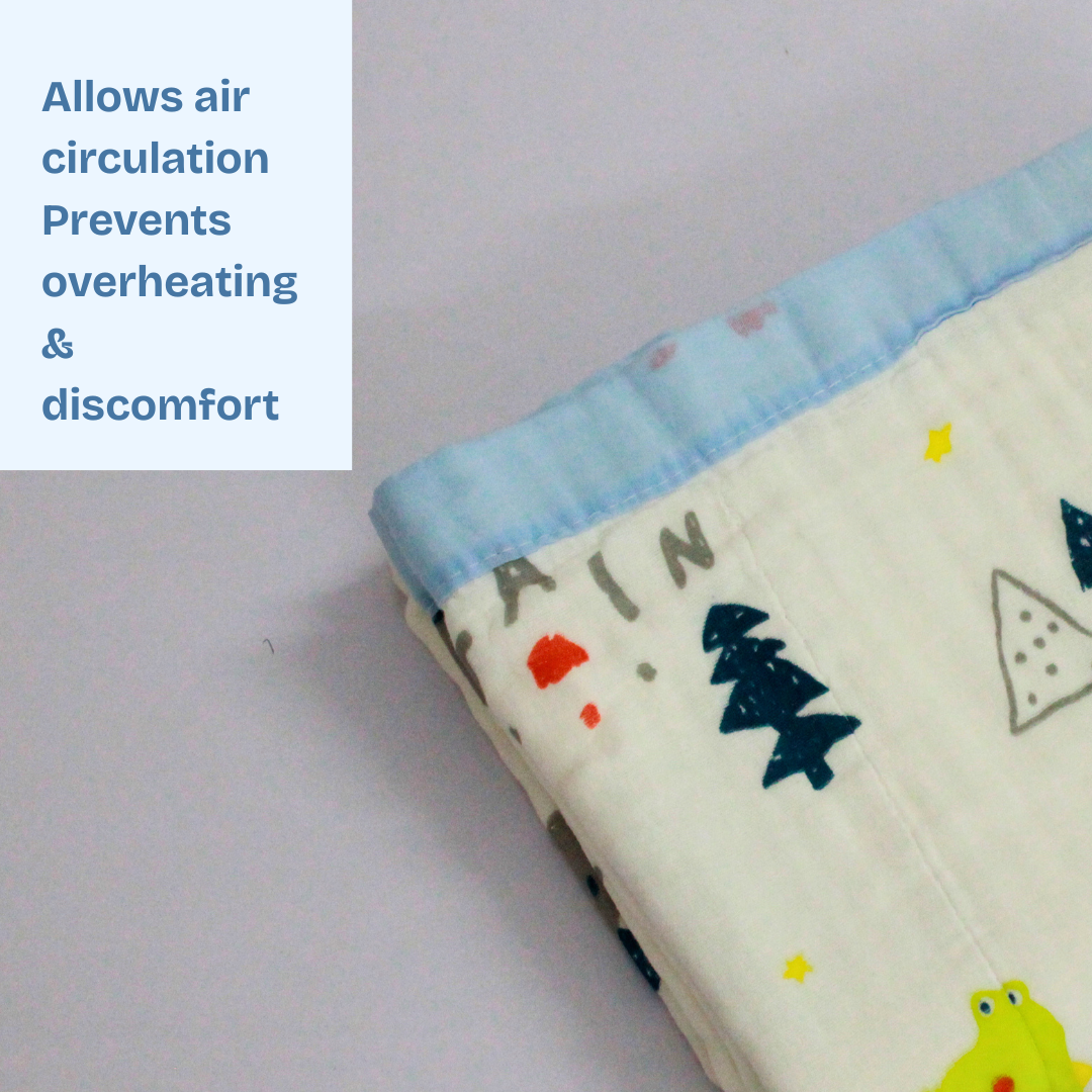 6 Layer Dino Adventure Print Baby Blanket 110x100 cm - Pack of 1