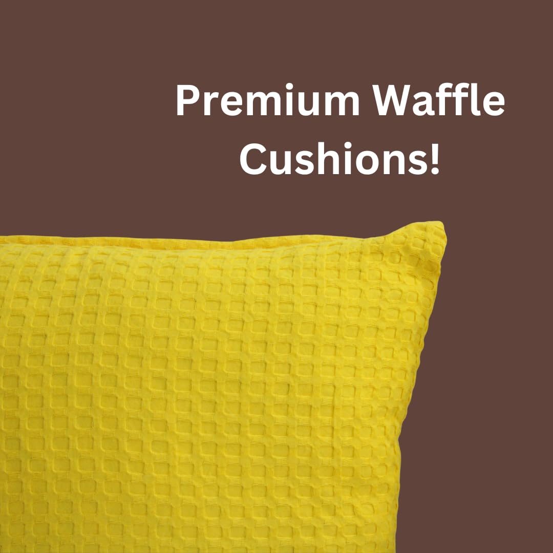 100% Cotton Waffle Textured Cushion Covers Set of 5 – 18x18 Inch
