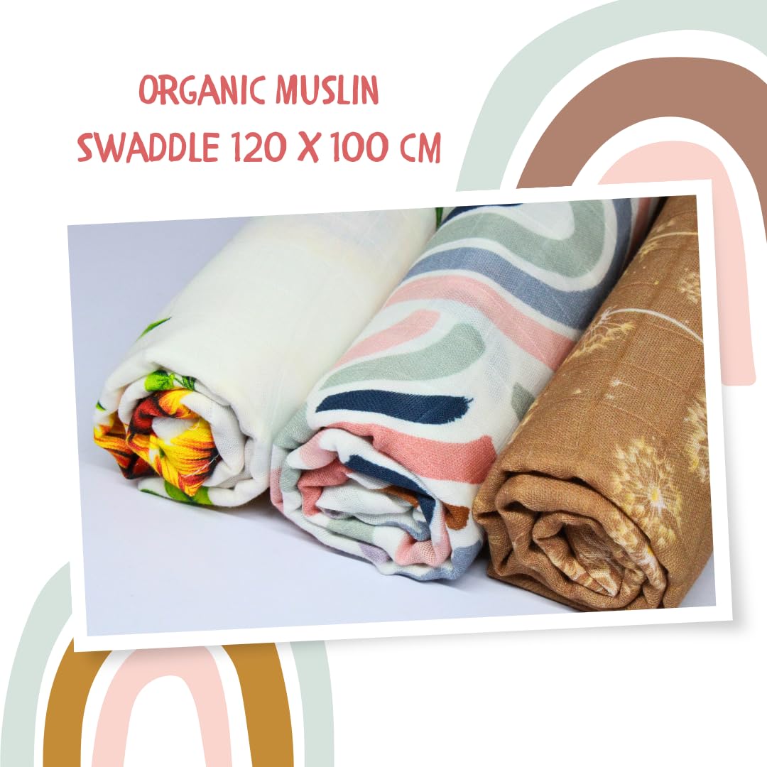 Muslin Cloth for Baby Towel/Swaddle Pack of 3, 120 * 100 cm(49 * 39) inches