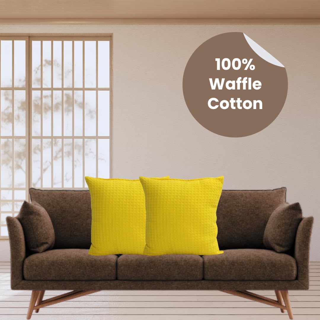 100% Cotton Waffle Textured Cushion Covers Set of 5 – 18x18 Inch