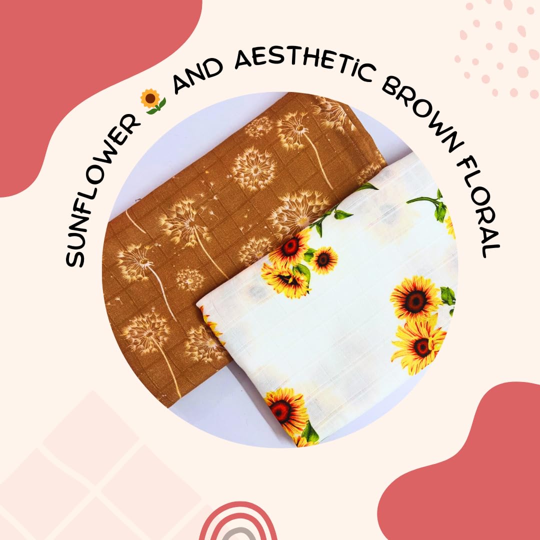 100% Cotton Muslin Cloth for Baby Towel/Swaddle Pack of 2, 120 * 100 cm(49 * 39) inches