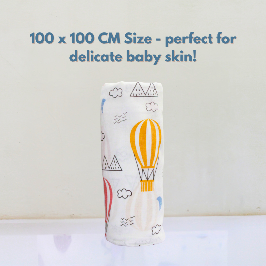 Muslin Swaddle Blanket for Baby (100 x 100 cm, Parachute ,Pack of 1)