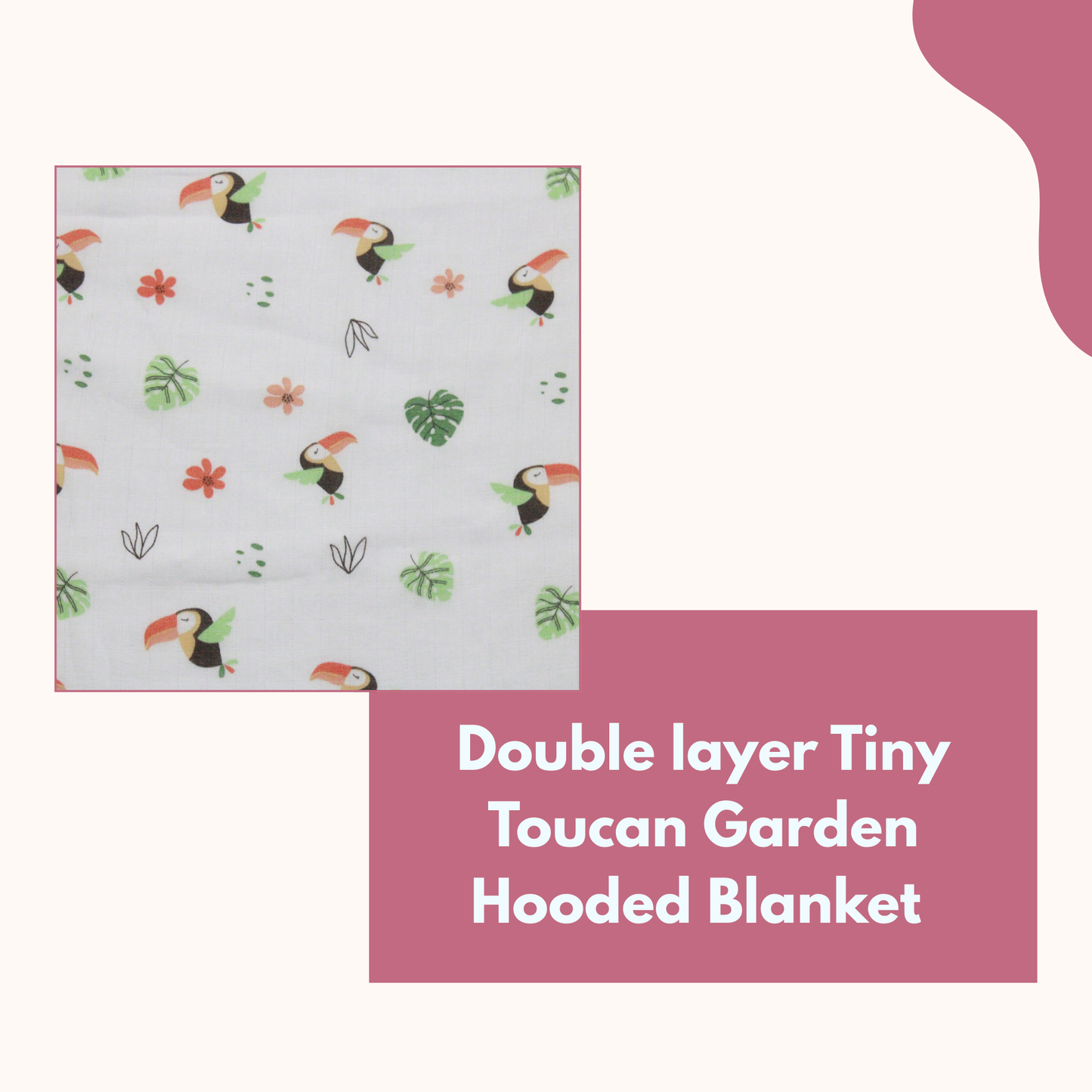 Muslin Hooded Blanket for Newborn Baby (Bird print, 75 x 75 cm, pack of 1)