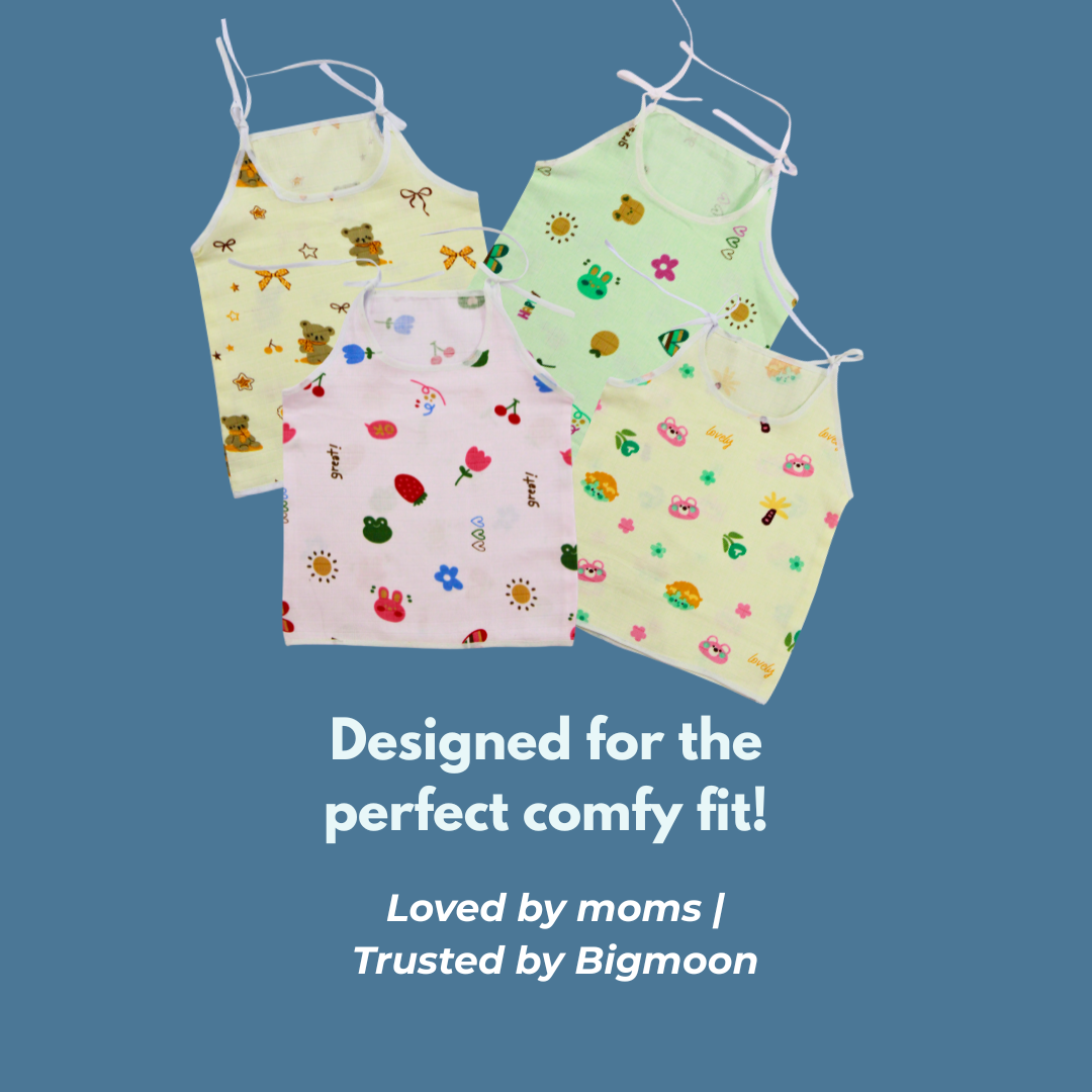 100% Cotton Muslin Button Knot Jabla for Newborns & Infants | Pack of 4