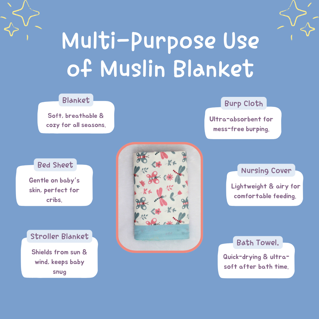 Bigmoon Organic Muslin Reversible Baby Blanket – 6-Layer Soft Cotton Blanket for Newborns, Boys & Girls (105 x 105 cm Penquin Print)