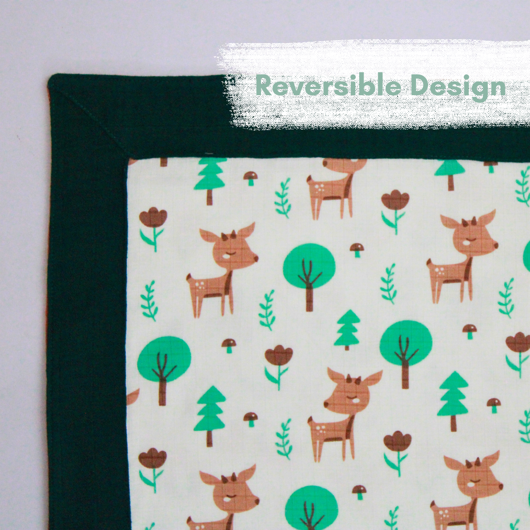 Bigmoon Organic Muslin Reversible Baby Blanket – 6-Layer Soft Cotton Blanket for Newborns, Boys & Girls (105 x 105 cm, Deer Print)