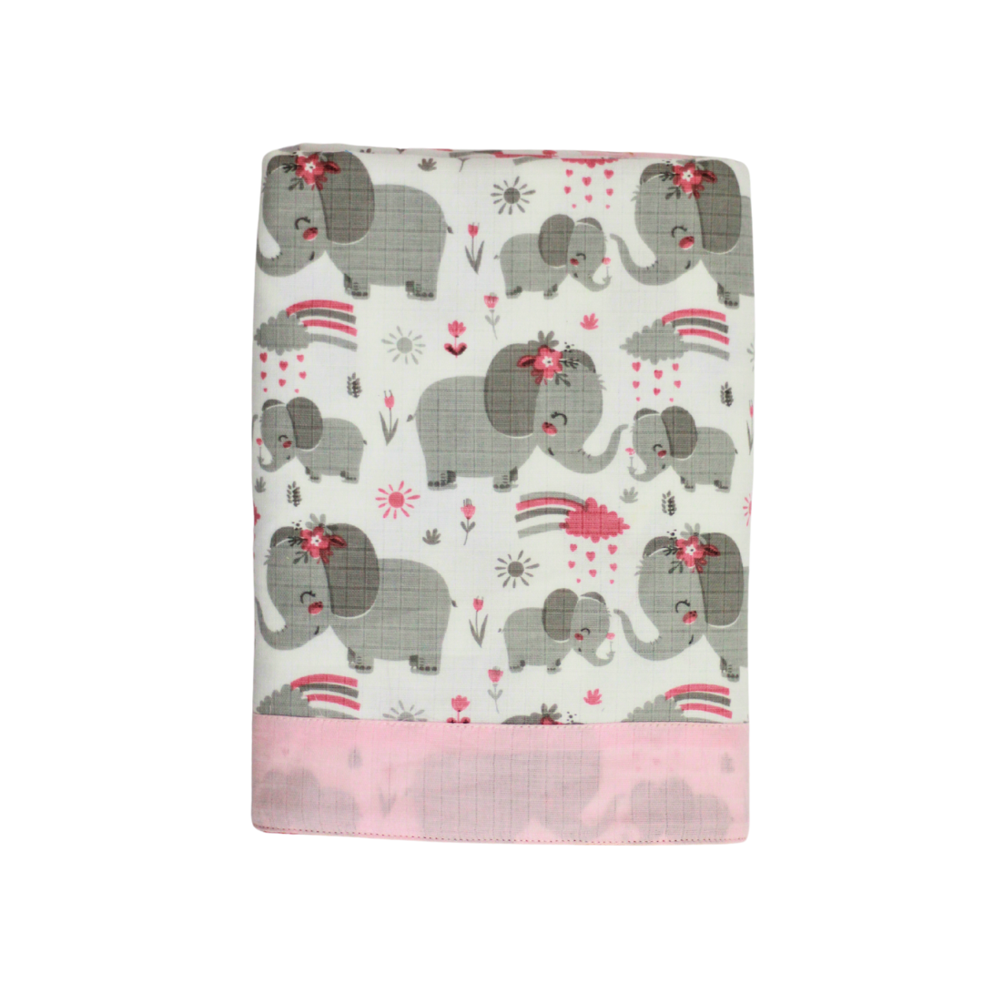 Bigmoon Organic Muslin Reversible Baby Blanket – 6-Layer Soft Cotton Blanket for Newborns, Boys & Girls (105 x 105 cm Elephant Print)