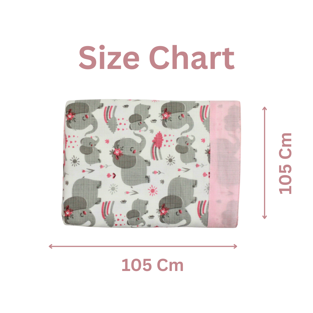 Bigmoon Organic Muslin Reversible Baby Blanket – 6-Layer Soft Cotton Blanket for Newborns, Boys & Girls (105 x 105 cm Elephant Print)