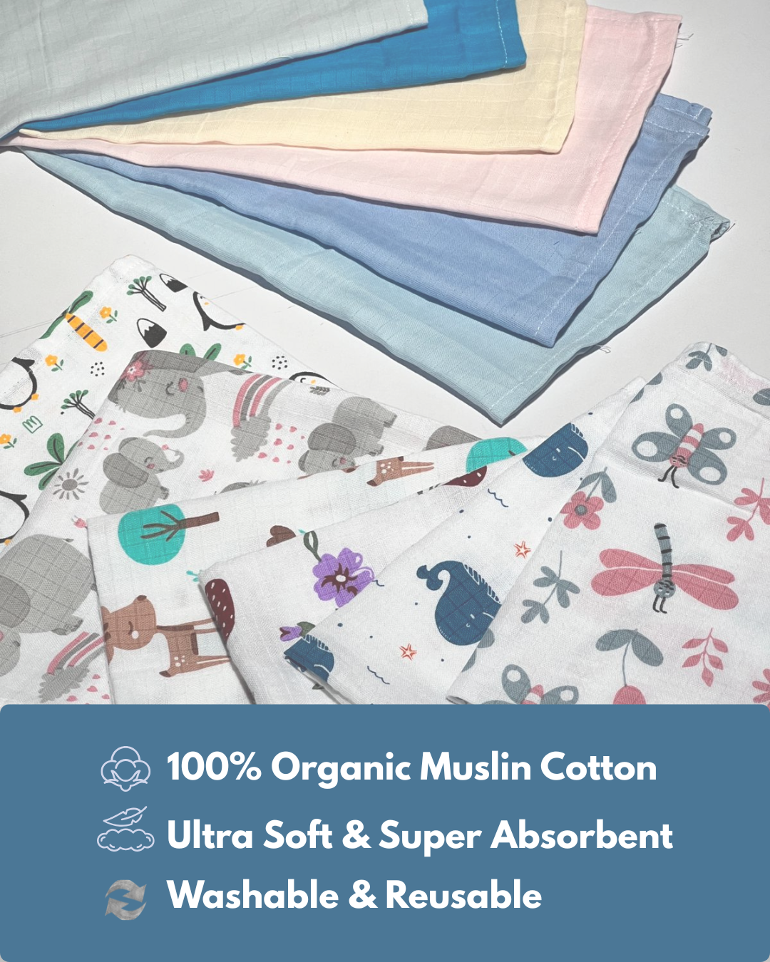 Buy 6 Organic Face Towels & Get 6 Hankies FREE