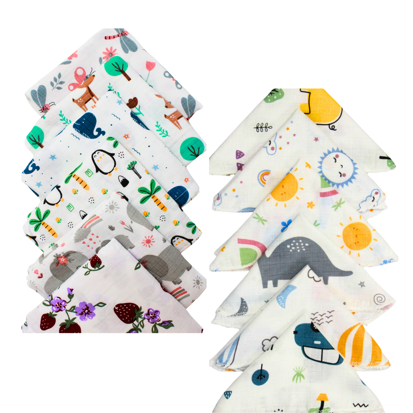 Organic Muslin Cotton Baby Napkins – Set of 12