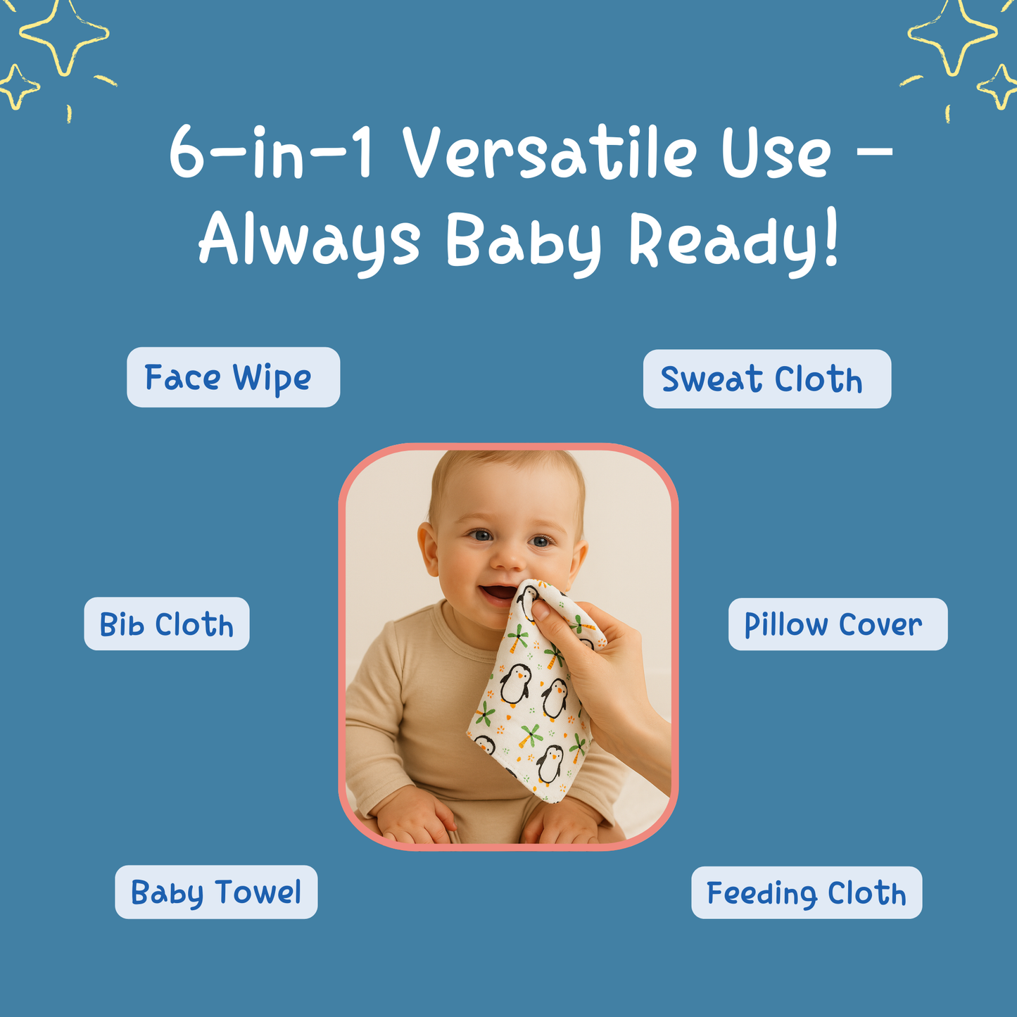 Organic Muslin Cotton Baby Napkins – Set of 12