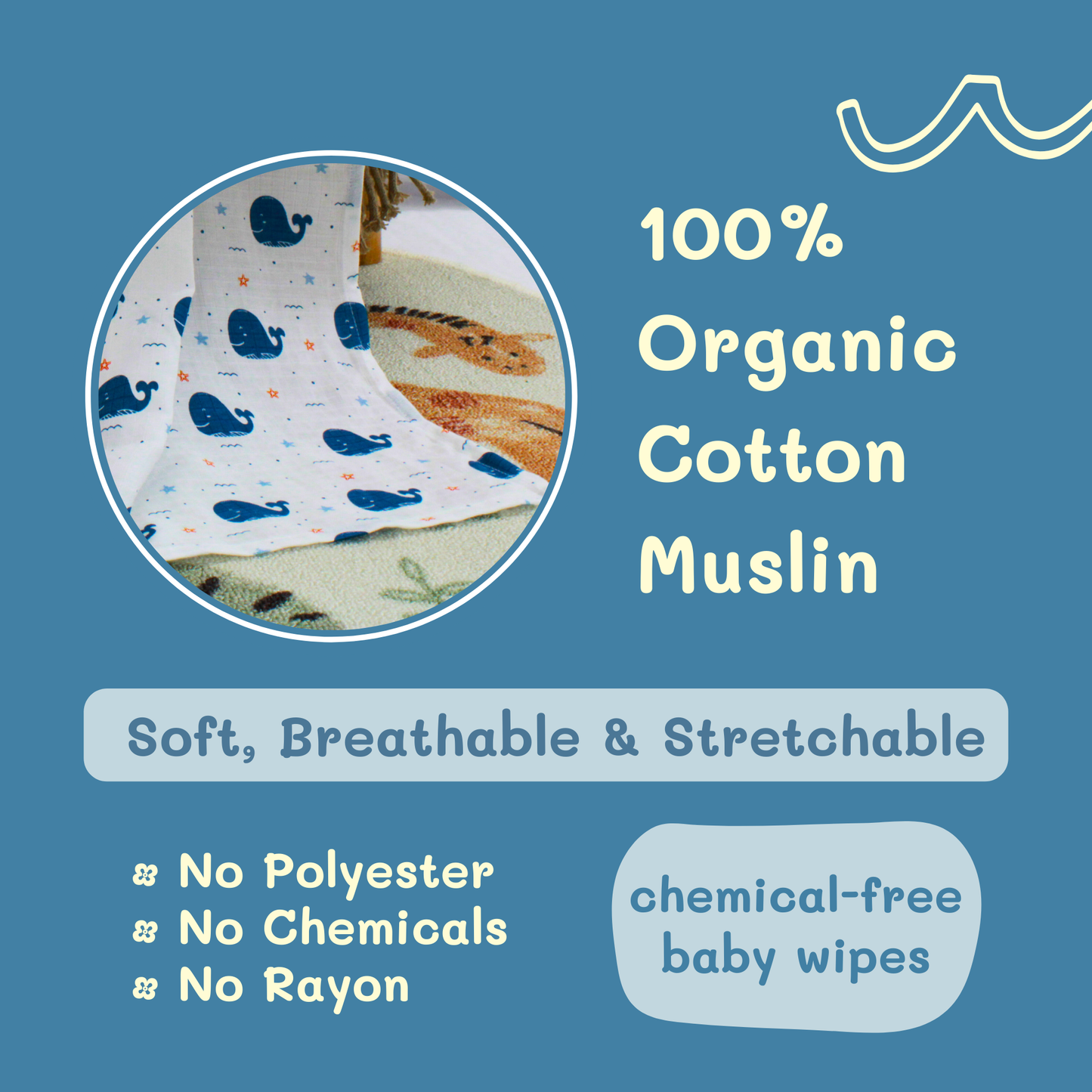 Organic Muslin Cotton Baby Napkins – Set of 12