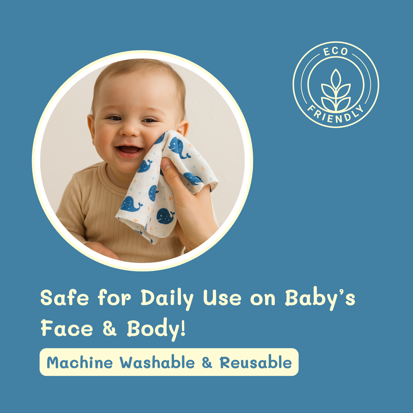 Organic Muslin Cotton Baby Napkins – Set of 12