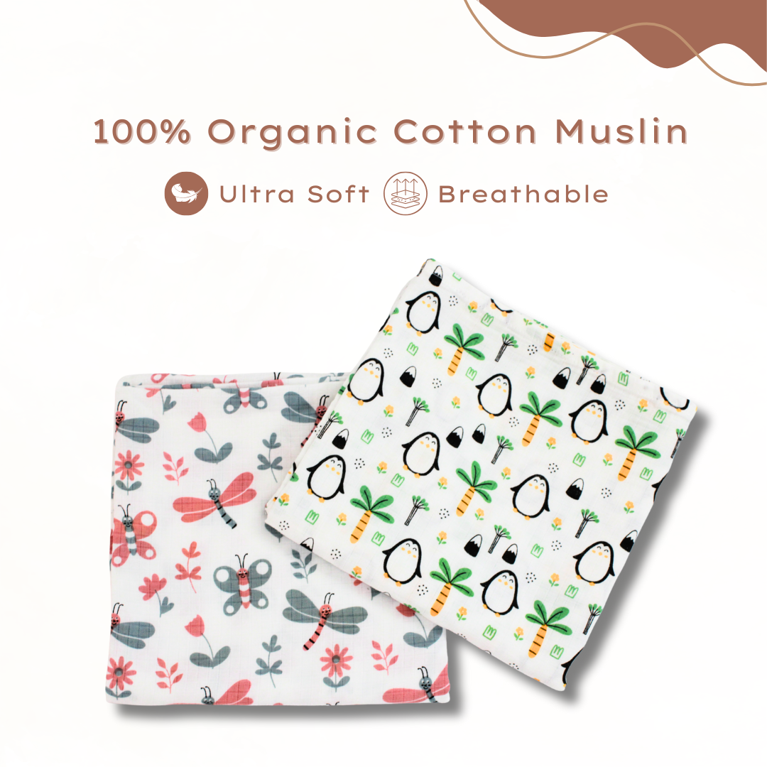 organic Muslin Baby Swaddle Set, Pack of 6