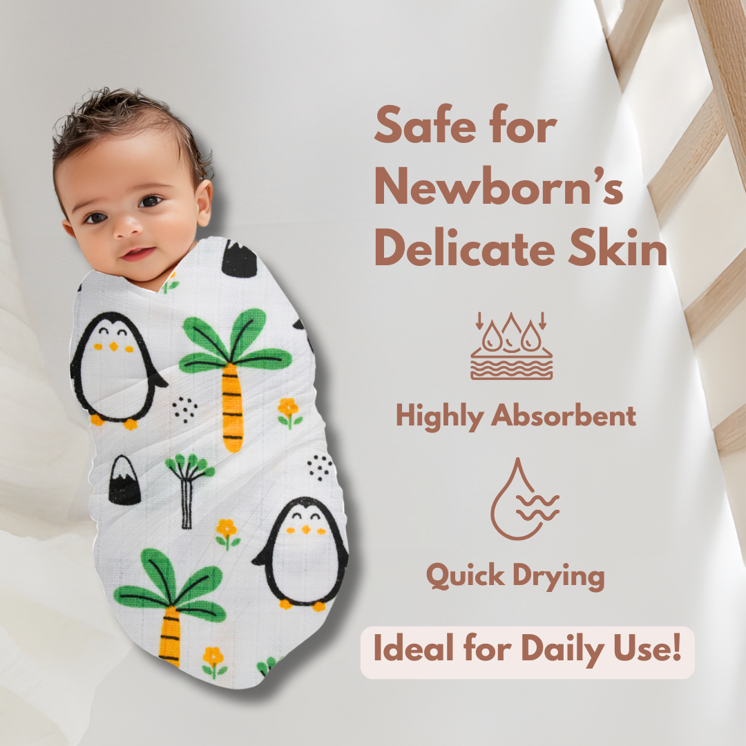 organic Muslin Baby Swaddle Set, Pack of 6