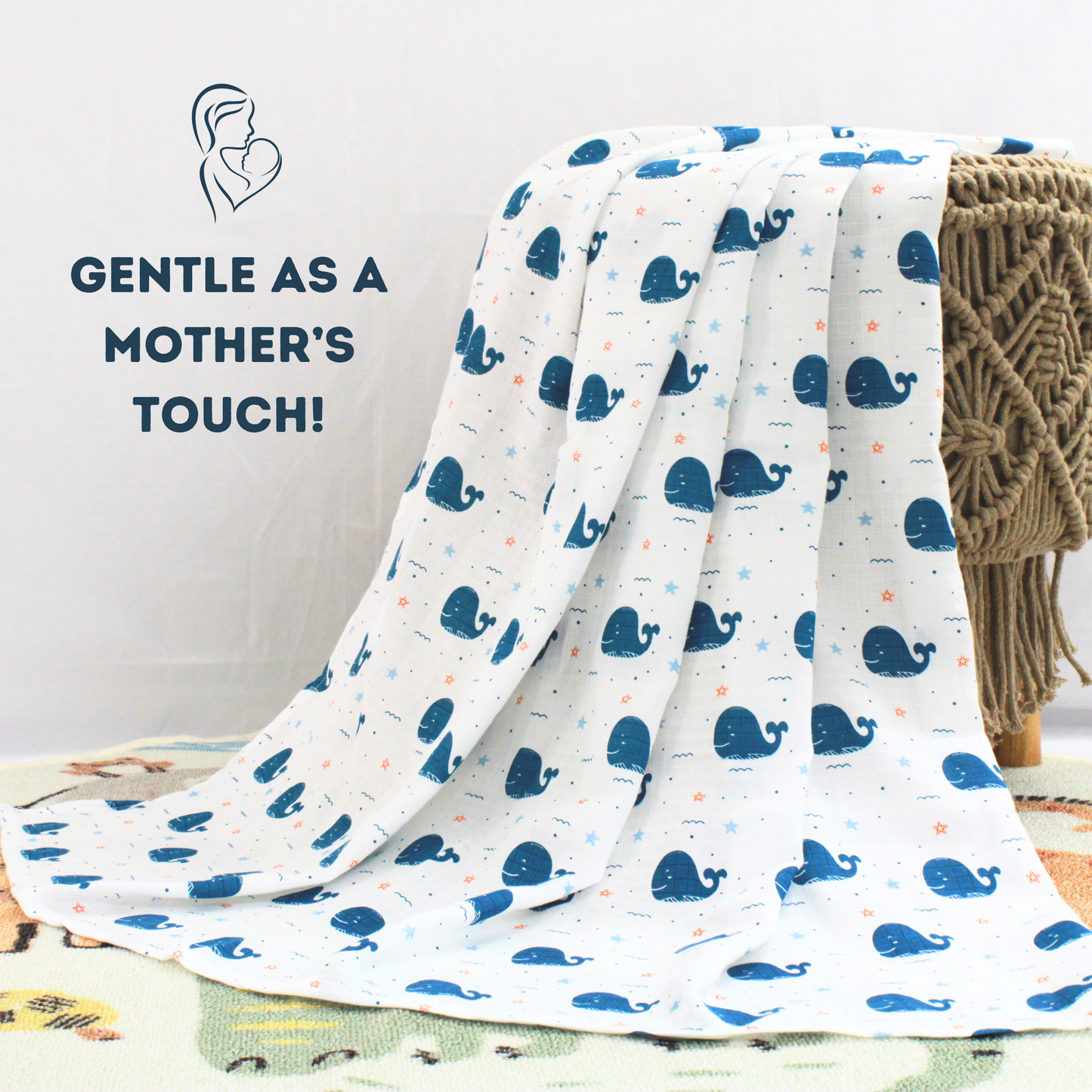 Muslin Baby Towel – 75x140 cm - Shark & Strawberry Print
