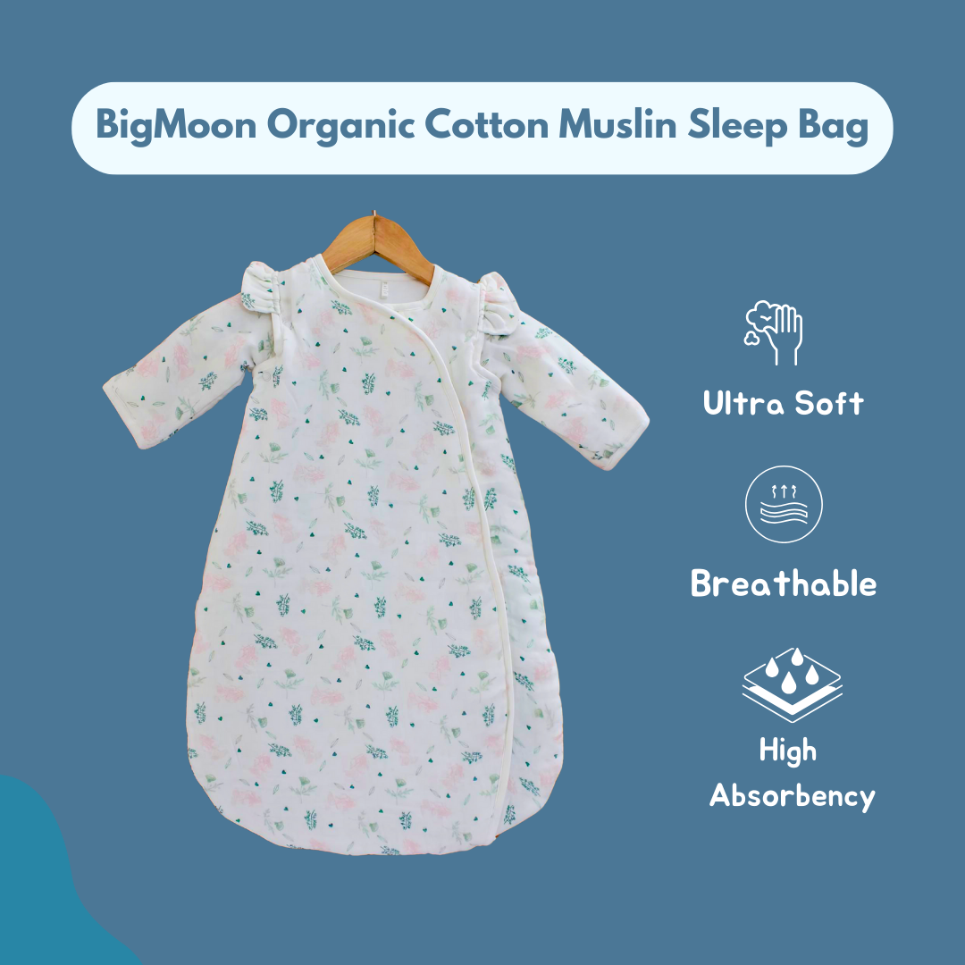 2.5 TOG 100% Cotton Sleep Sack, Floral Baby Wearable Blanket for 0-6 Month, 67x45 cm