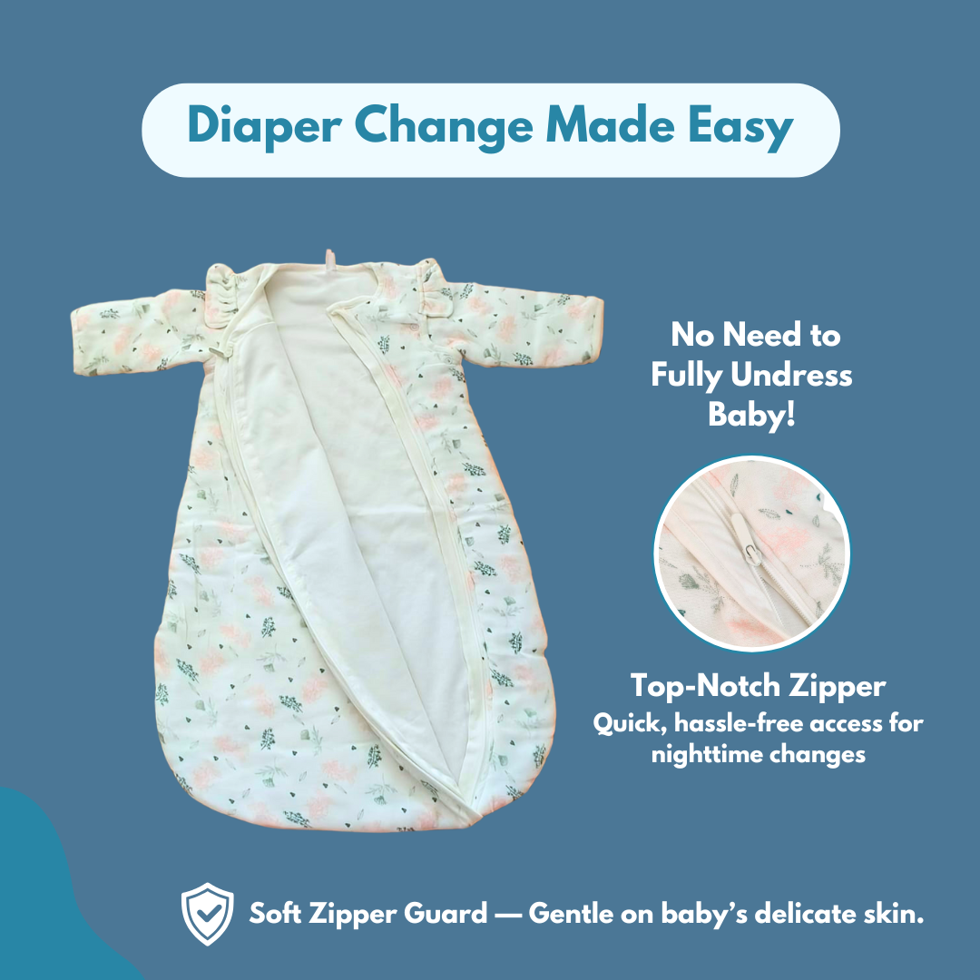 2.5 TOG 100% Cotton Sleep Sack, Floral Baby Wearable Blanket for 0-6 Month, 67x45 cm