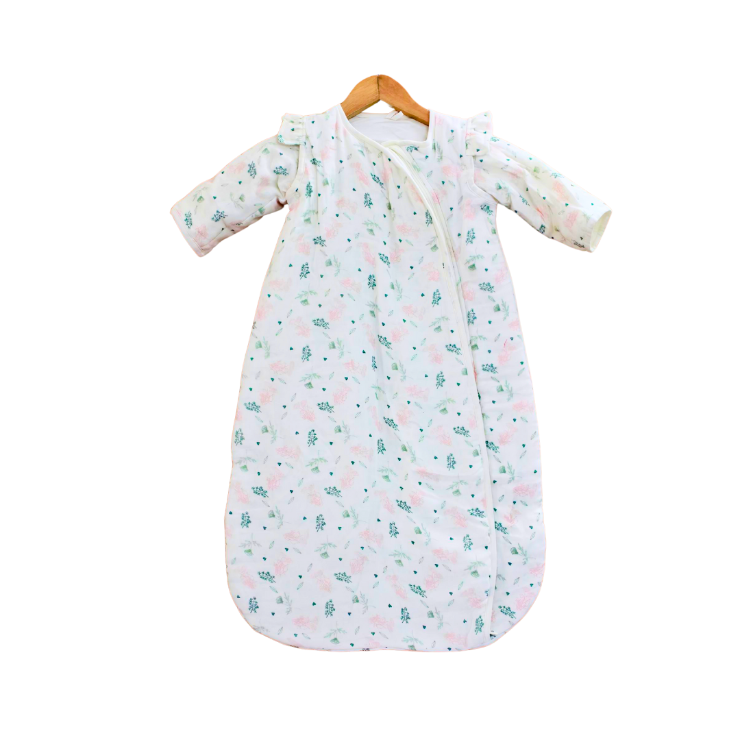 2.5 TOG 100% Cotton Floral Baby Wearable Blanket for 6-12 Month, 86x65 cm (sleep sack)