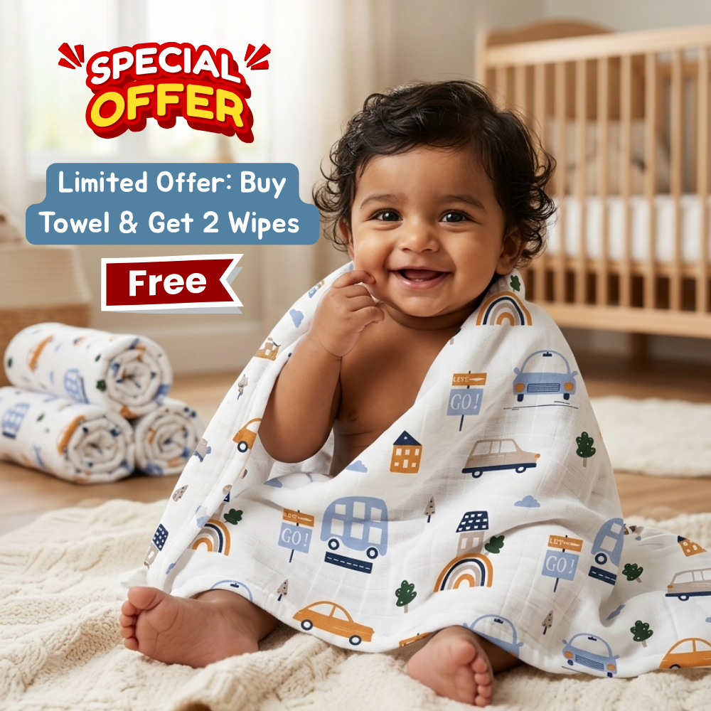 Buy 1 Baby Bath Towel & Get 2 Soft Baby Wipes FREE
