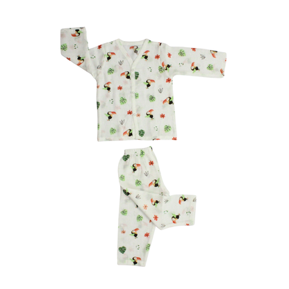 Organic Muslin Sleepsuit | Full Sleeve Top & Pant (Pack of 1, toucan bird)