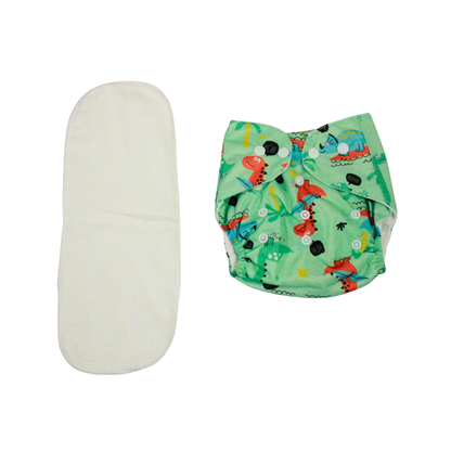 Dino Dream Adjustable Reusable Cloth Diaper with Insert Pad | 0–12 Months