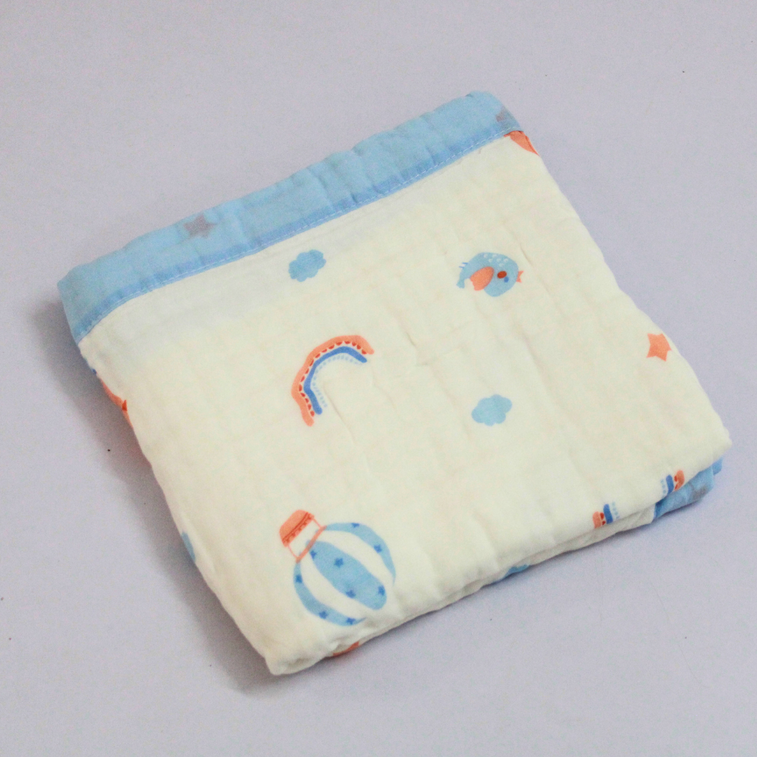 6 Layer Dreamy Sky Balloon Muslin Baby Blanket 110x100 cm - Pack of 1