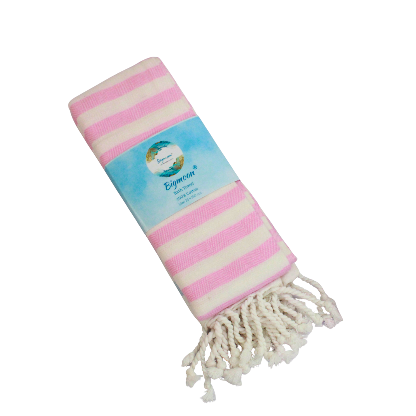 Premium Cotton Bath Towel 150 x 75 cm | Pack of 1 (Pink & Sky Blue Stripes)