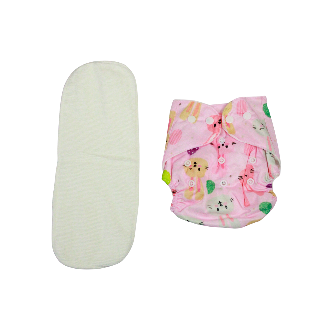 Bunny Bliss Adjustable Reusable Cloth Diaper with Insert Pad | 0–12 Months
