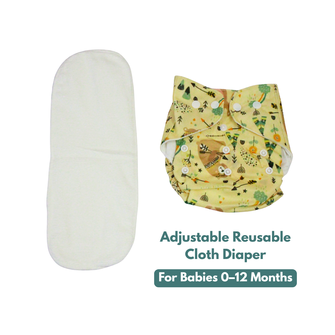 Tribal Safari Adjustable Reusable Cloth Diaper with Insert Pad | 0–12 Months