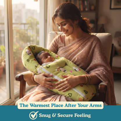 Little Dino Dreams Premium Cotton Baby Carry Nest with Hood & Secure Zip (0–6 Months)