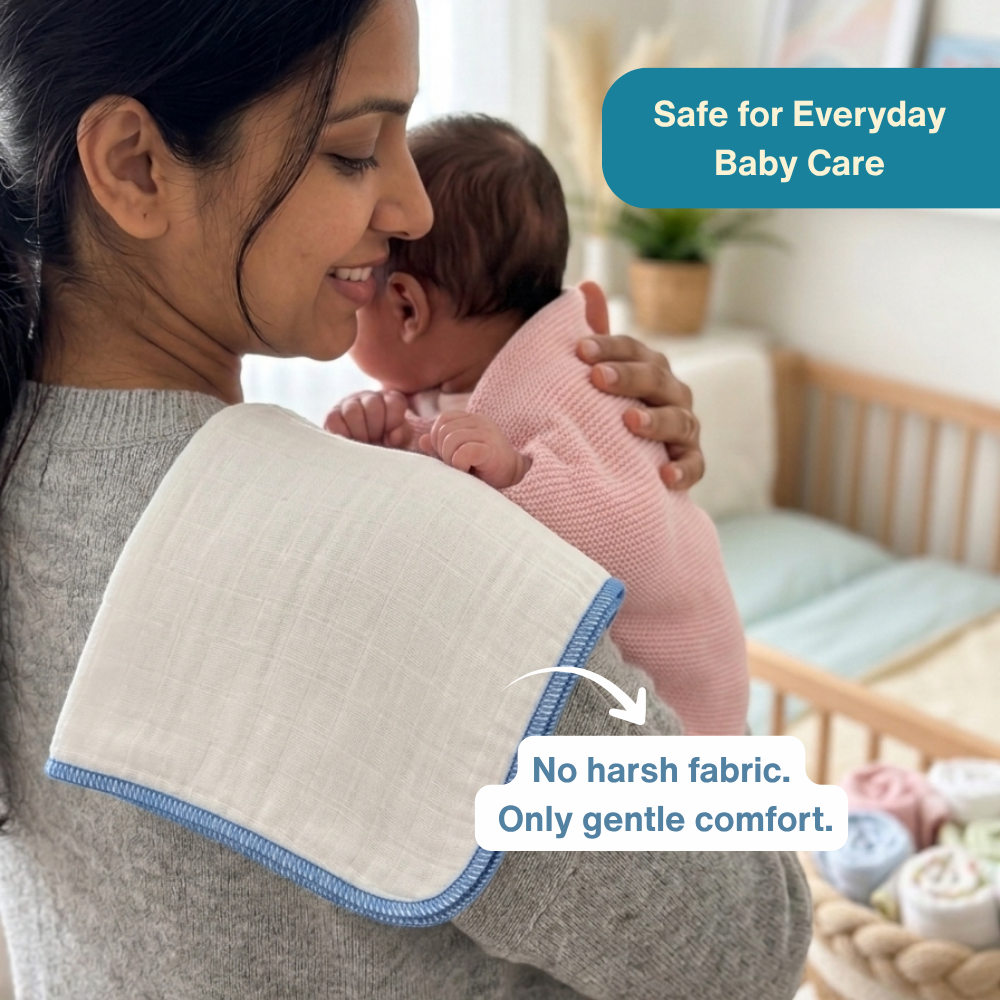 100% Organic Muslin Double layer Baby Face Towel (30 x 30 cm, Pack of 6)