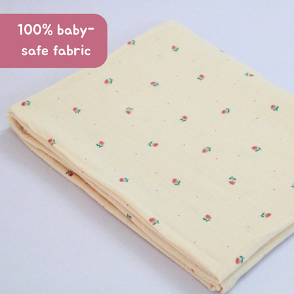 Delicate Pink Rosebud Muslin Swaddle Blanket | 120 x 100 cm , Pack of 1