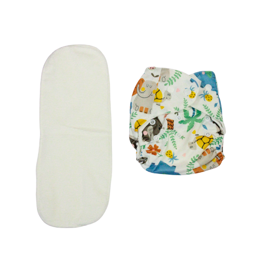 Jungle Safari Pals Adjustable Reusable Cloth Diaper with Insert Pad | 0–12 Months