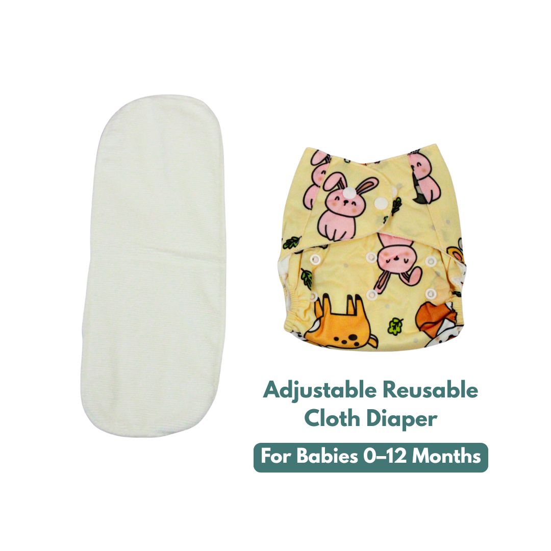 Sunny Bunny Garden Adjustable Reusable Cloth Diaper with Insert Pad | 0–12 Months