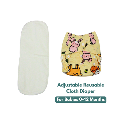 Sunny Bunny Garden Adjustable Reusable Cloth Diaper with Insert Pad | 0–12 Months