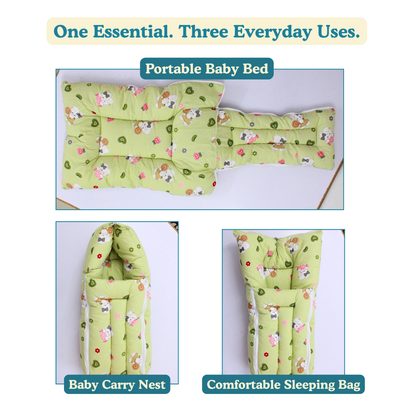 Little Dino Dreams Premium Cotton Baby Carry Nest with Hood & Secure Zip (0–6 Months)
