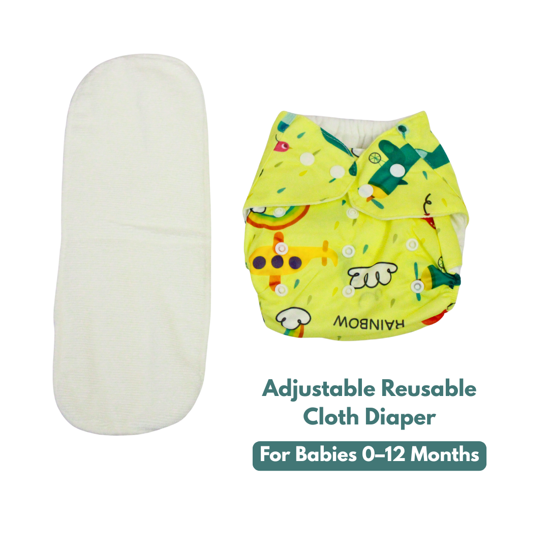 Rainbow Ride Adjustable Reusable Cloth Diaper with Insert Pad | 0–12 Months