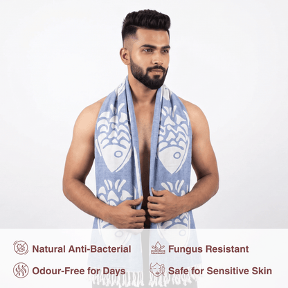 Blue Bamboo Bath Towel 190 x 95 cm - 380 GSM | Pack of 1