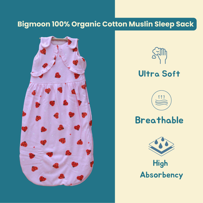 Organic Cotton Baby Sleep Sack 1.5 TOG, Pack of 1 – Pink Butterfly