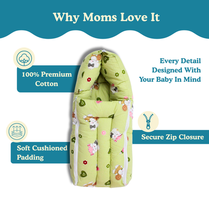 Little Dino Dreams Premium Cotton Baby Carry Nest with Hood & Secure Zip (0–6 Months)