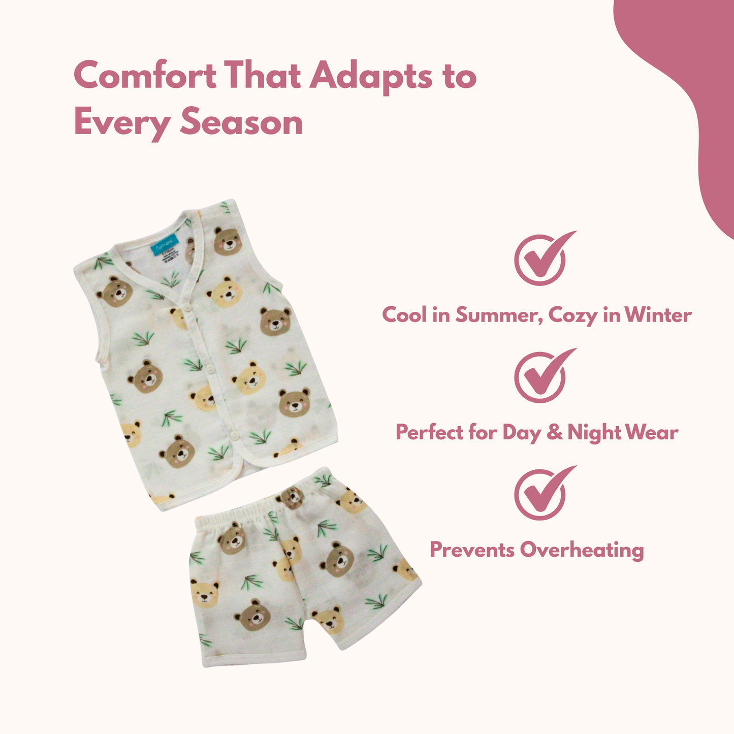 Teddy Meadow Muslin Trouser Set | Pack of 1 | 3-6 Month