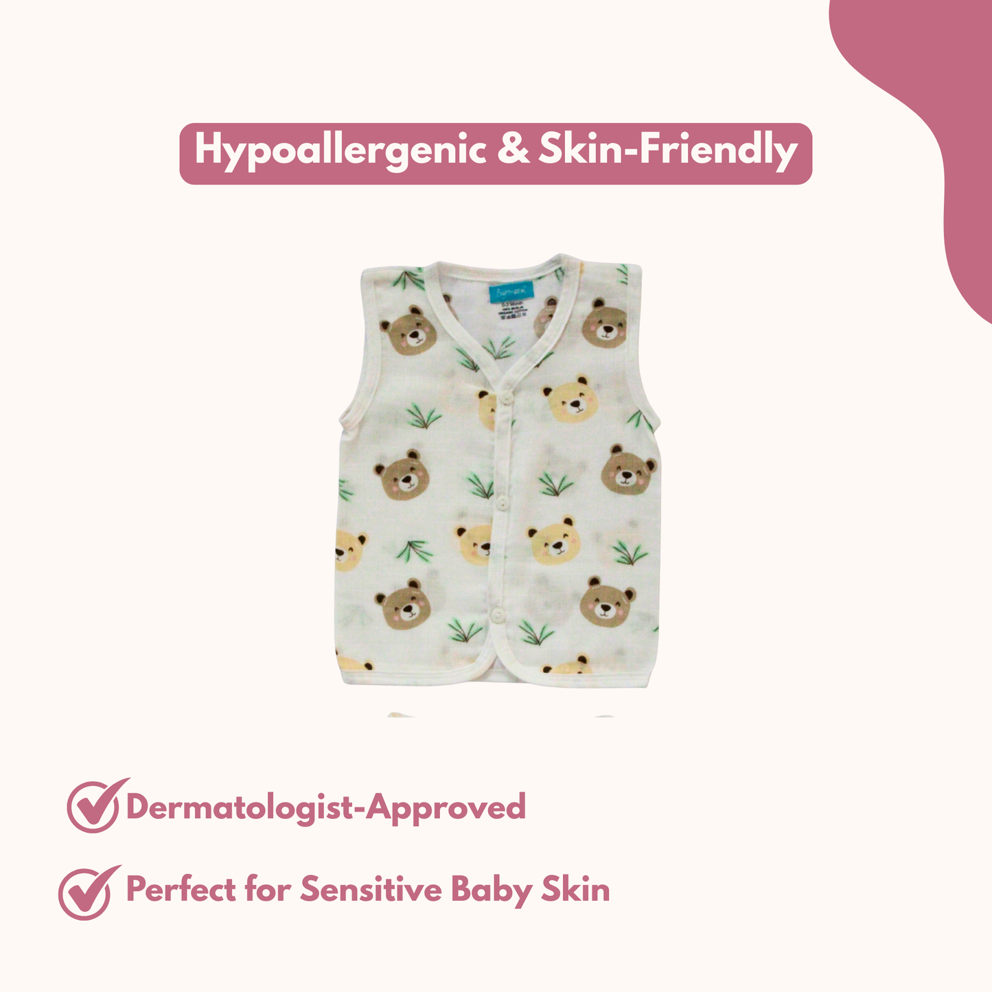 Teddy Meadow Muslin Trouser Set | Pack of 1 | 3-6 Month
