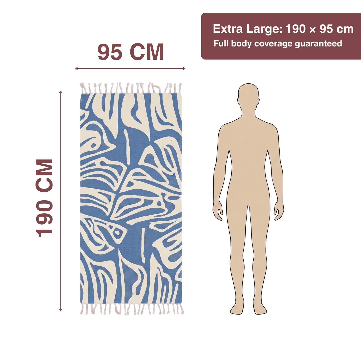 Blue Bamboo Bath Towel 190 x 95 cm - 380 GSM | Pack of 1