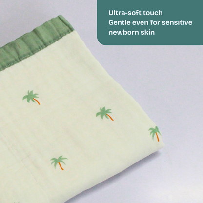 6 Layer Tropical Palm Tree Print Baby Blanket 110x100 cm - Pack of 1