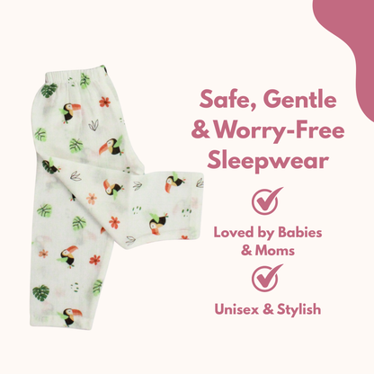 Organic Muslin Sleepsuit | Full Sleeve Top & Pant (Pack of 1, toucan bird)