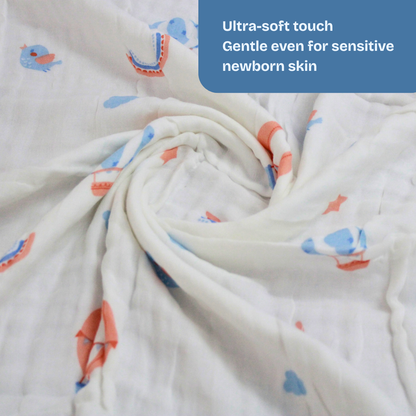 6 Layer Dreamy Sky Balloon Muslin Baby Blanket 110x100 cm - Pack of 1