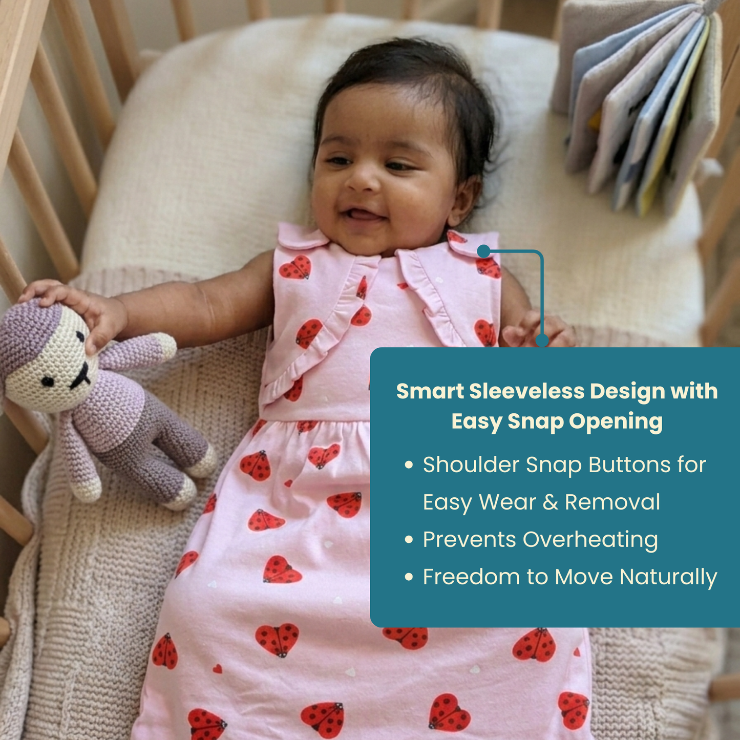 Organic Cotton Baby Sleep Sack 1.5 TOG, Pack of 1 – Pink Butterfly