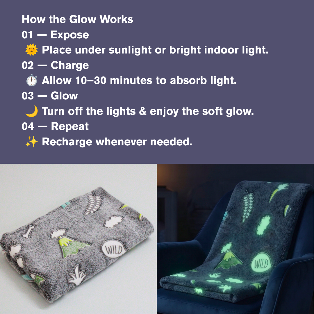 Wild Forest Glow in the Dark Baby Blanket for Kids – 145 × 85 cm | Pack of 1